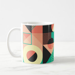 Caneca De Café Design de Padrão Geométrico Retroativo