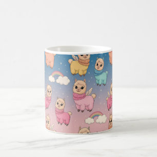 Caneca De Café Design de Padrão Mágico de Unicórnio e Estrelas