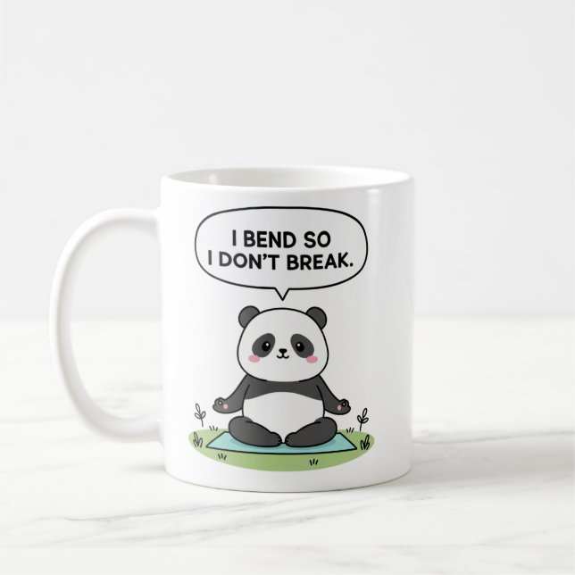 Caneca De Café design de panda “Eu Me Dobro Para Não Quebrar” (Esquerda)