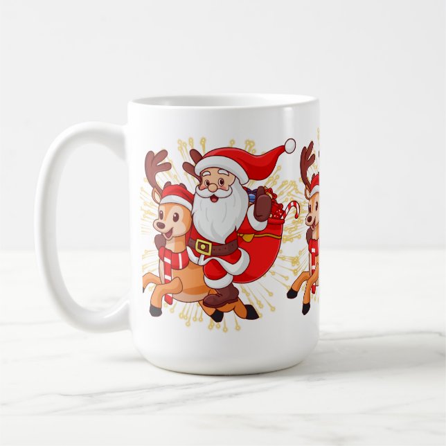 Caneca De Café **"Design de Papai Noel Divertido – Roupa Alegre e (Esquerda)