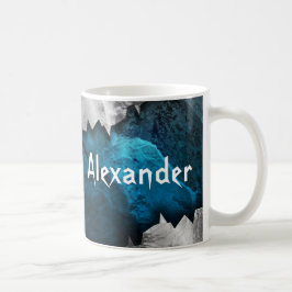 Caneca De Café Design de pedra/metal azul e verde