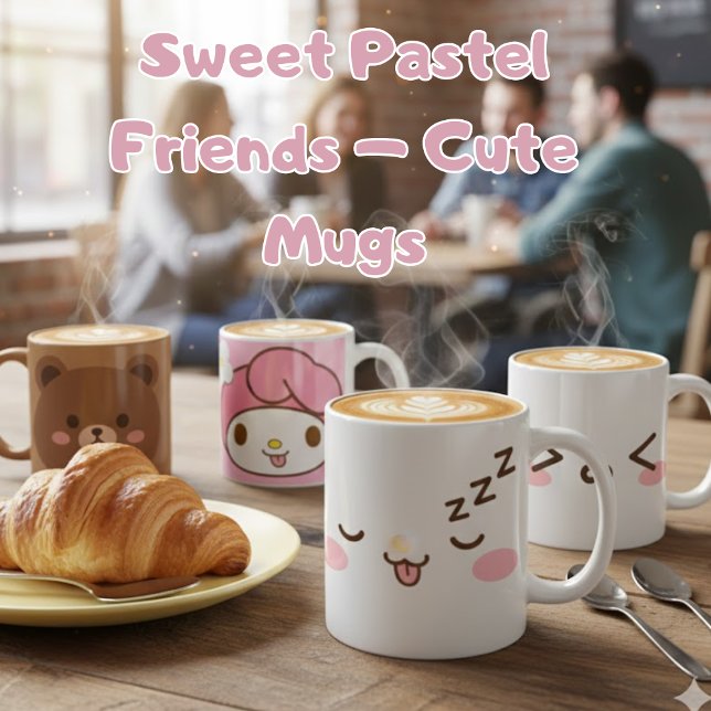Caneca De Café Design de Personagem Pastel Fofo (Criador carregado)