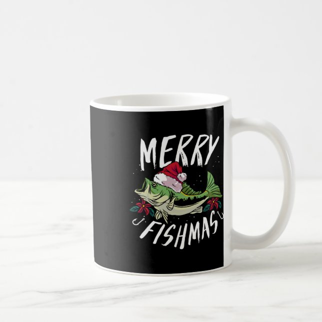 Caneca De Café Design de pesca com tema de Natal engraçado - Peix (Direita)