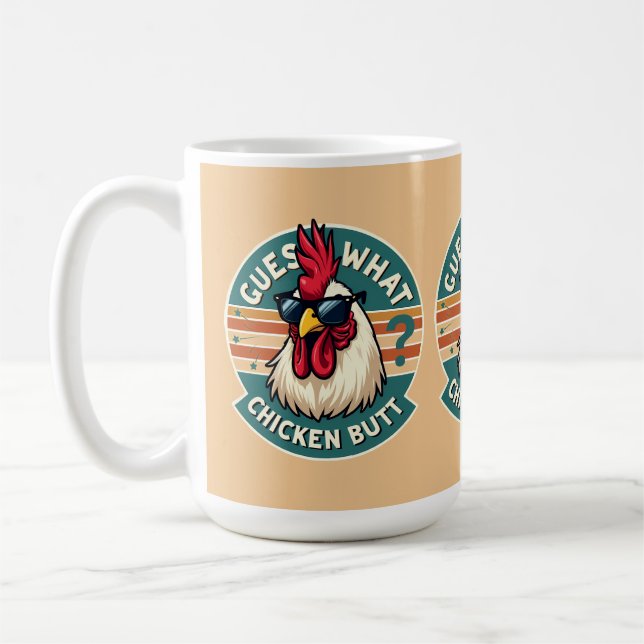 Caneca De Café Design de piada engraçada de frango retrô (Esquerda)