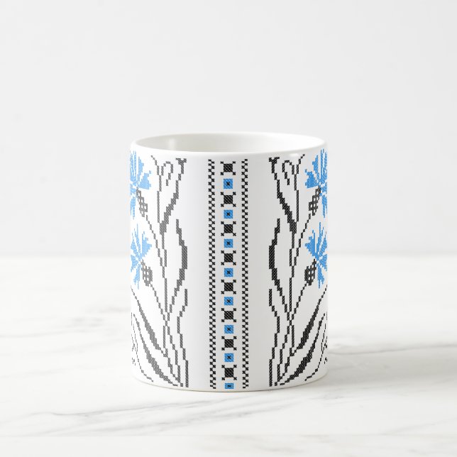 Caneca De Café Design de ponto transversal de Cornflower azul (Centro)