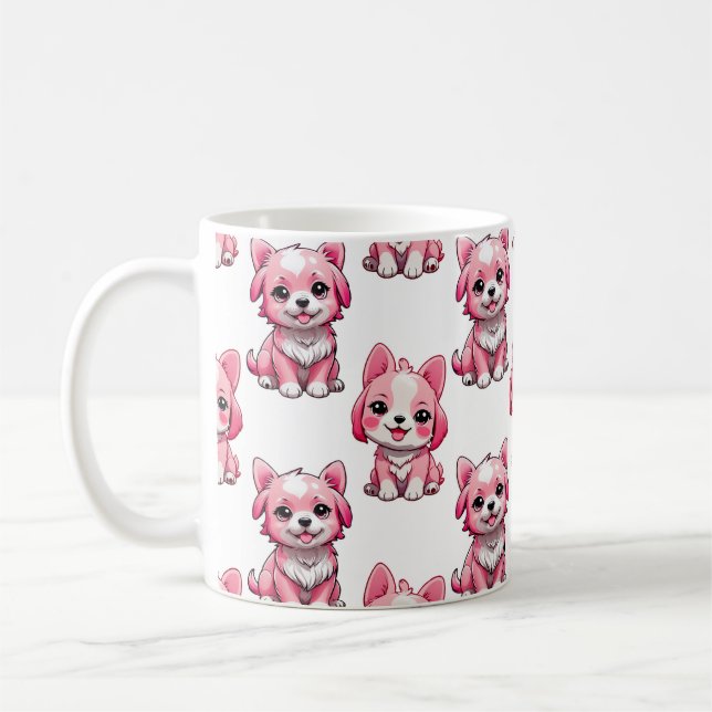 Caneca De Café Design de Puppy Dog Patterno - branco (Esquerda)