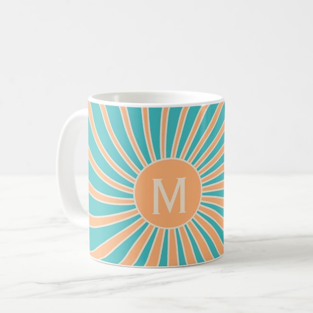 Caneca De Café Design de rotura solar do estilo Pêssego e Turques (Frente Esquerda)