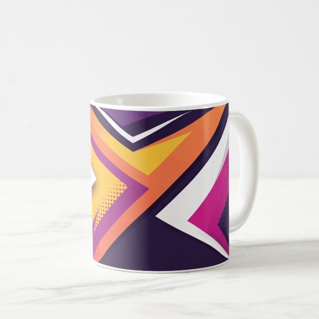Caneca De Café Design de Seta Geométrica Colorida (Frente Esquerda)