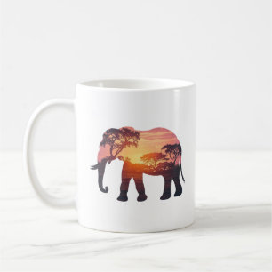 Caneca De Café Design de Silhueta de Elefante de Exposição Dupla 