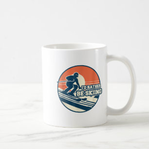 Caneca De Café Design de Silhueta de Esqui Vintage com Gradi Suns