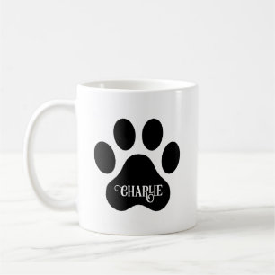 Caneca De Café Design de Silhueta do Nome da Pata do Cachorro
