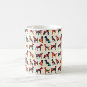Caneca De Café Design de silhuetas de cães geométricos