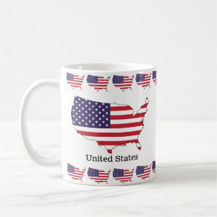 Caneca De Café Design de Souvenir da Bandeira e Mapa dos EUA