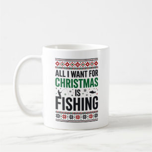 Caneca De Café Design de Suéter Feio de Pesca de Natal
