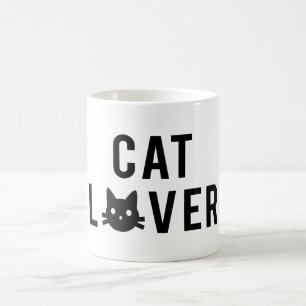 Caneca De Café Design de texto do amante do gato com a cara do