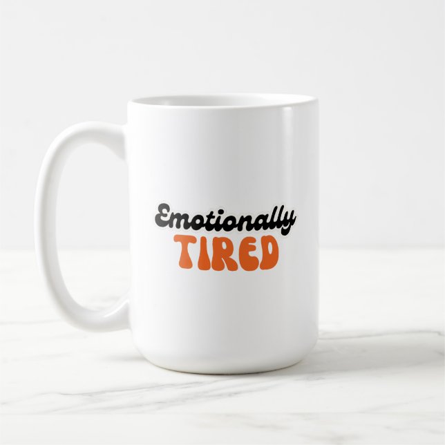 Caneca De Café Design de Texto em Bolha Retro Cansado Emocionalme (Esquerda)