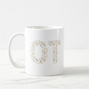 Caneca De Café Design de texto Floral de Terapia Ocupacional