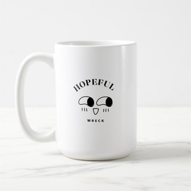 Caneca De Café Design de Tipografia Minimalista Nau Esperançosa (Esquerda)