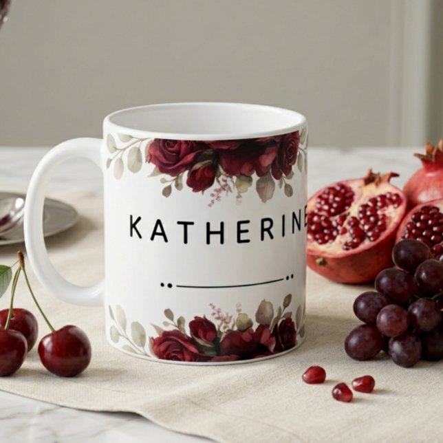 Caneca De Café Design de Título Floral Moderno Estético Elegante  (Criador carregado)