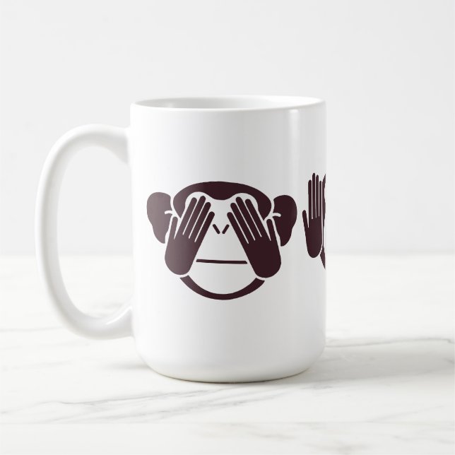 Caneca De Café Design de Três Macacos Sábios (Esquerda)