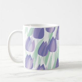 Caneca De Café Design de Tulipas: floral violeta pálido.