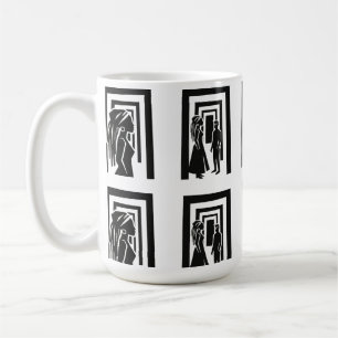 Caneca De Café Design de Unidade Silhueta Preta Moderna