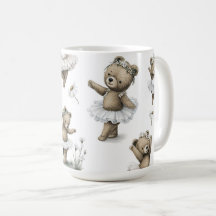 Design de Urso Bailarina em Tule em Aquarela Fofa