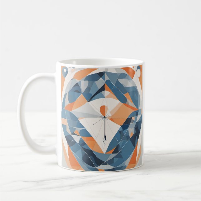 Caneca De Café Design de vara de pesca de peixe geométrico abstra (Esquerda)
