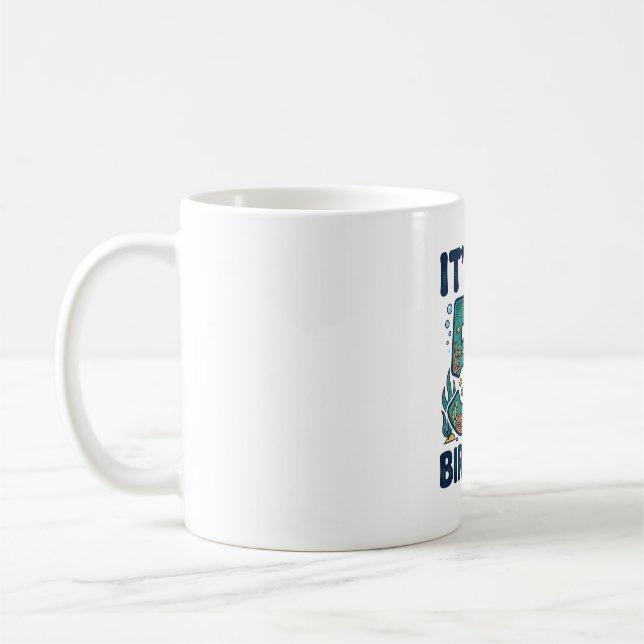 Caneca De Café Design de vetor subaquático de tartaruga marinha d (Esquerda)