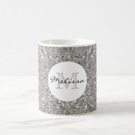 Caneca De Café Design de vidro metálico de prata inicial do
