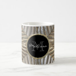 Caneca De Café Design de vidro metálico Dourado de prata inicial