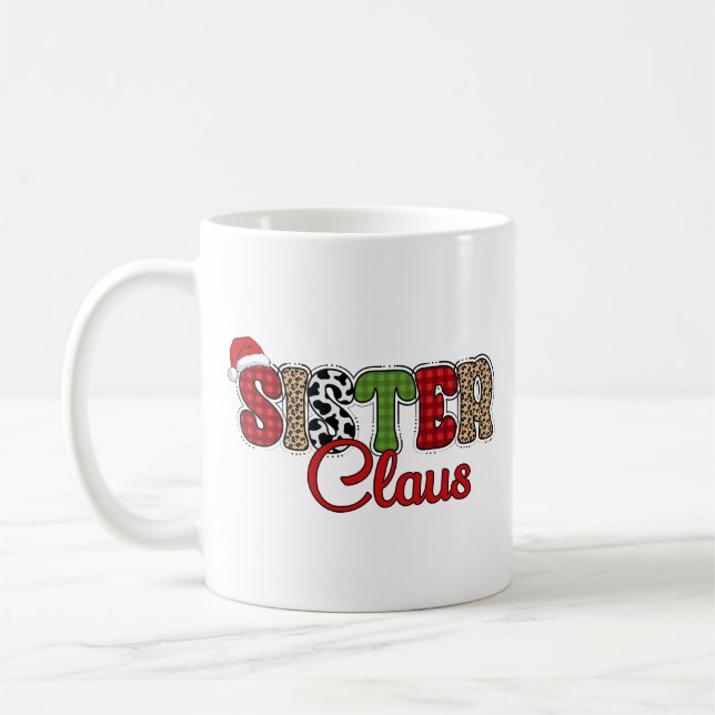 Caneca De Café Design de Xadrez da Mamãe Noel (Esquerda)