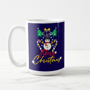 Caneca De Café Design Divertido de Natal com Sino, Árvores