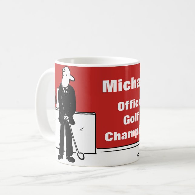 Caneca De Café Design Divertido para o Amante do Golfe no Escritó (Frente Esquerda)