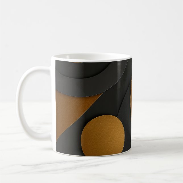 Caneca De Café Design do abstrato geométrico e preto de luxo e Do (Esquerda)