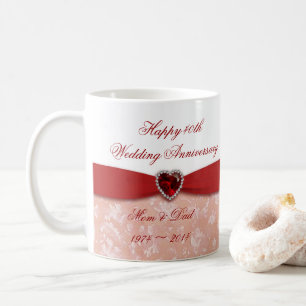 Caneca De Café Design do aniversário de casamento do damasco 40t