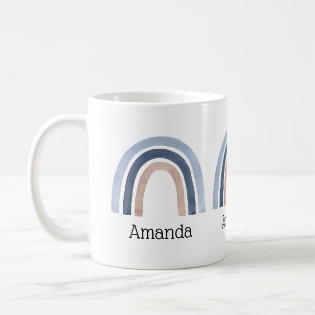 Caneca De Café Design do Arco-Íris Azul e Pêssego (Esquerda)