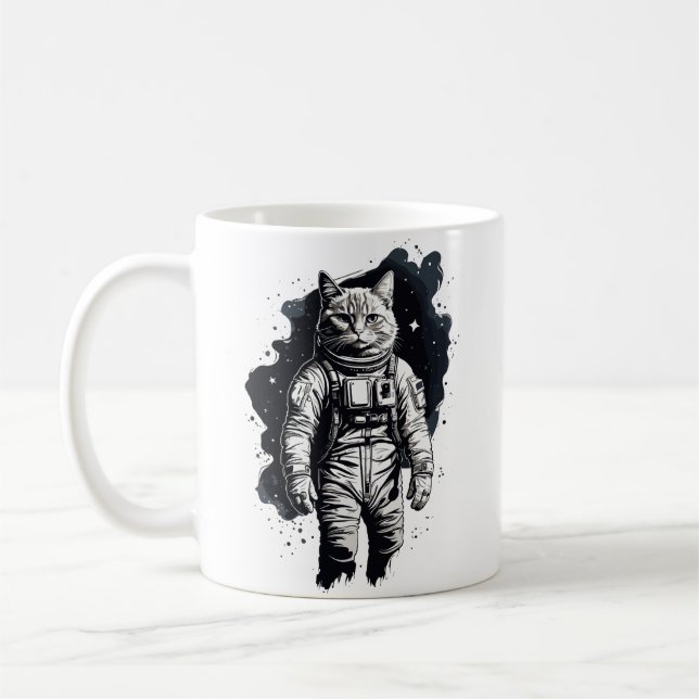 Caneca De Café Design do Astronauta de Tinta Preta (Esquerda)