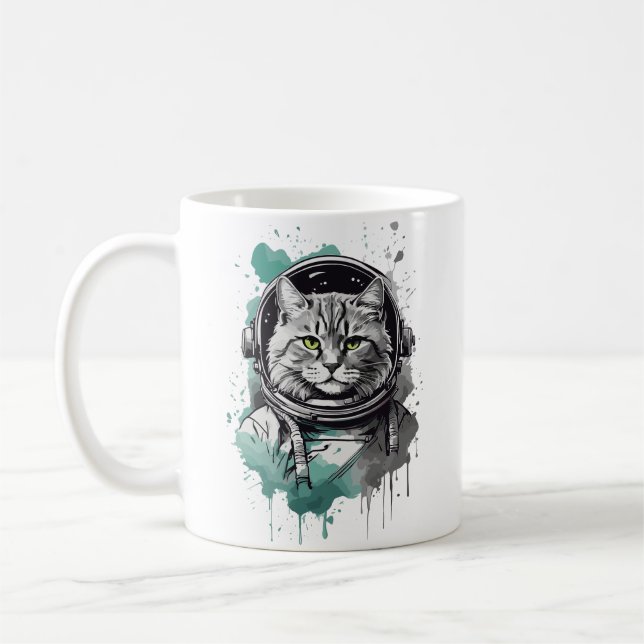 Caneca De Café Design do Astronauta Verde Negro (Esquerda)