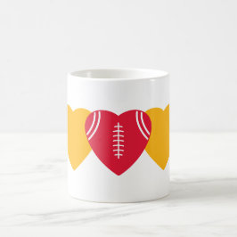 Caneca De Café Design do Coração de Futebol dos Chefes de Kansas