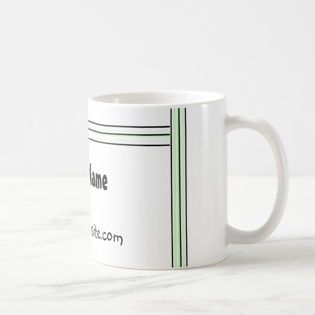 Caneca De Café Design do Escritório de Stripe Negra e Verde (Direita)