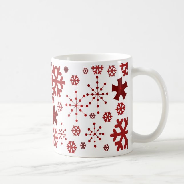 Caneca De Café Design do Floco de Neve Vermelho Holiday (Direita)