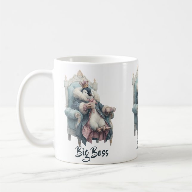 Caneca De Café Design do Grande Chefe Pinguim de Inverno (Esquerda)