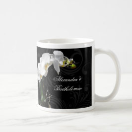 Caneca De Café Design do Keepsasasaké Preto e Orquídeo Branco Per
