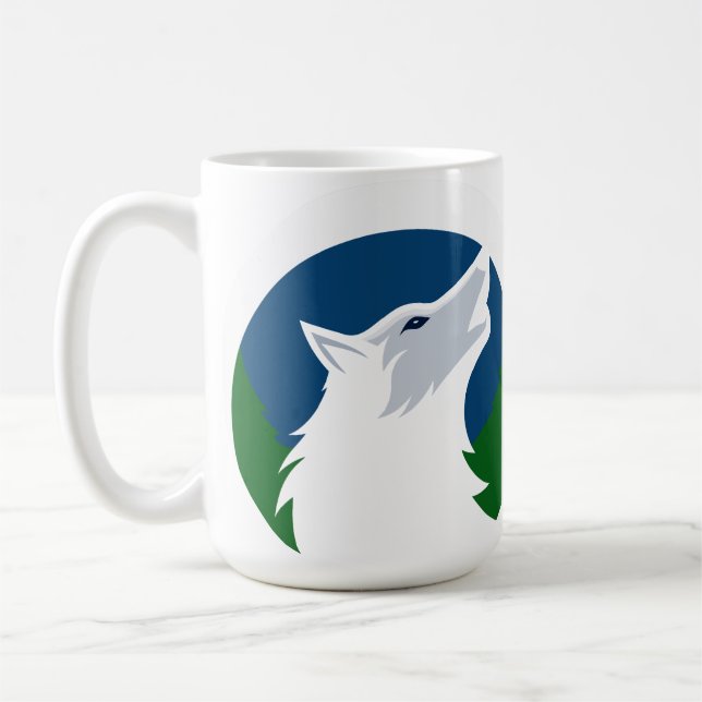 Caneca De Café Design do Lobo Uivando Lua Cheia (Esquerda)