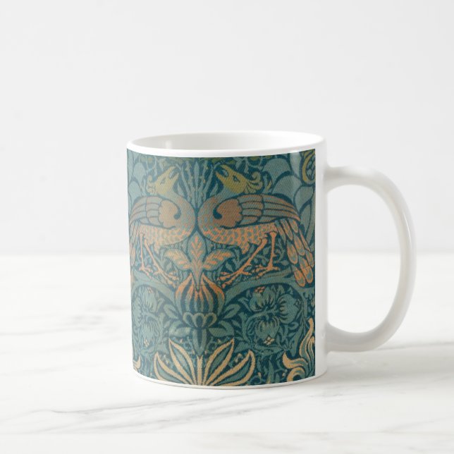 Caneca De Café Design do pavão de William Morris e da matéria (Direita)