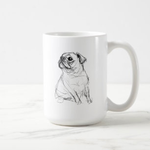 Caneca De Café Design Elegante de Pug Adorável