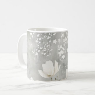 Caneca De Café Design Floral Botânico em Aquarela Neutra Suave