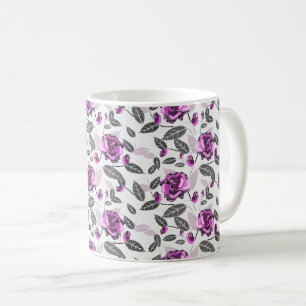 Caneca De Café Design Floral de Bliss Roxo