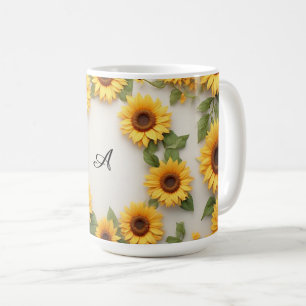 Caneca De Café Design Floral Girassol Country